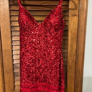 Scala red sequin short dress size 8